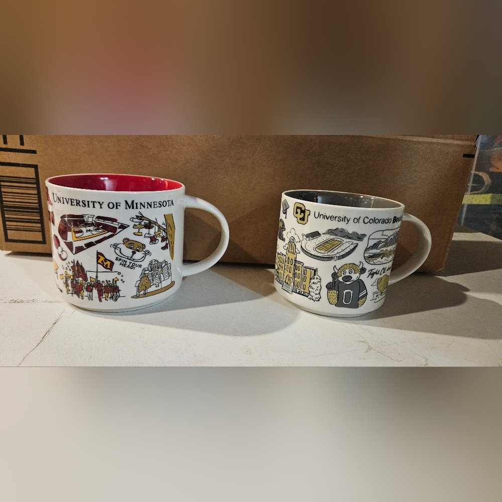 Starbucks University Mug Set - Red, White, and Gold